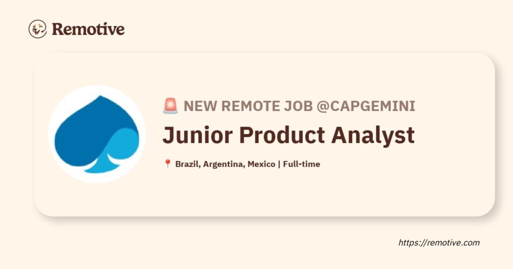 [Hiring] Junior Product Analyst @Capgemini Earnhire