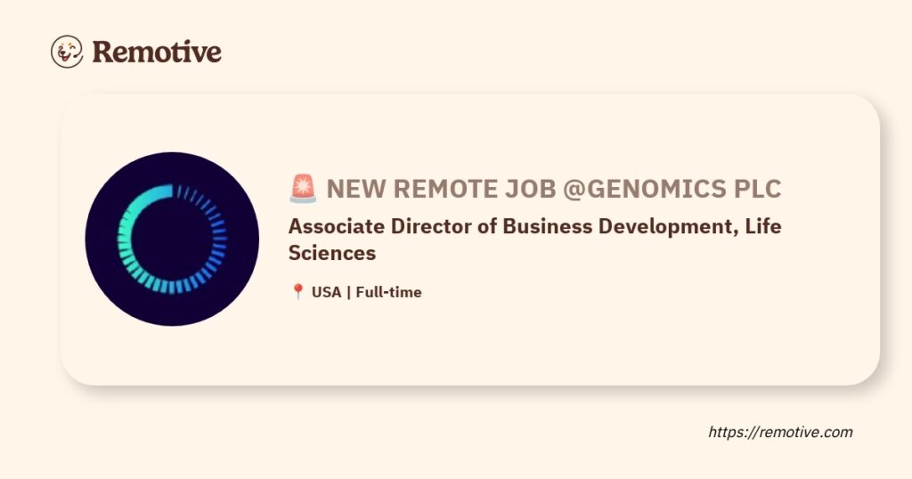 [Hiring] Deputy Director of Life Sciences Business Development, Genomics Plc