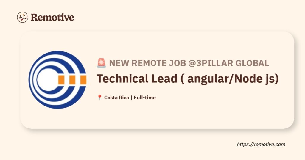 [Hiring] Technical Lead (angular/Node js) @3Pillar Global Earnhire