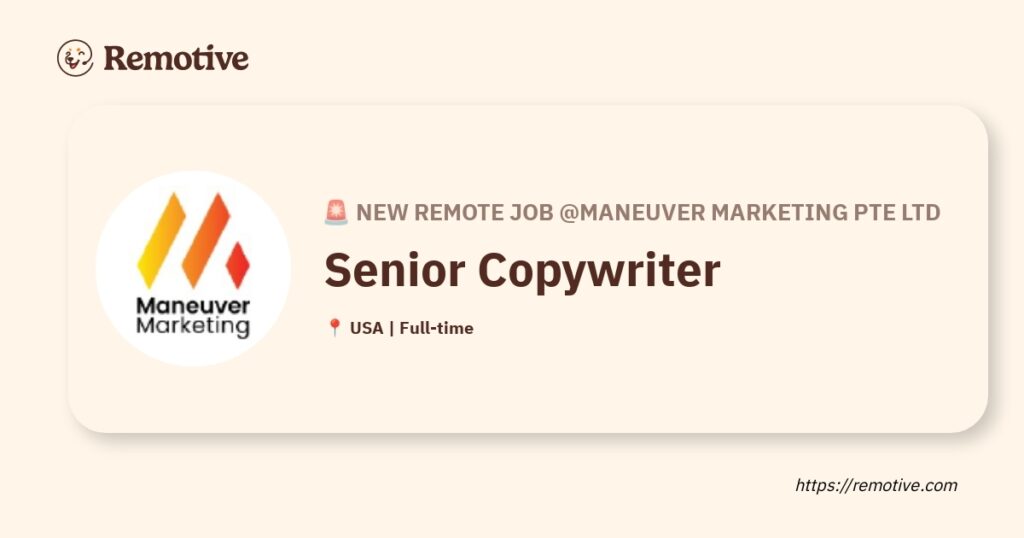 [Hiring] Senior Copywriter @Maneuver Marketing Pte Ltd Earnhire