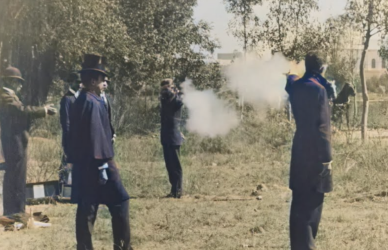 Watch the 1896 film "The Pistol Fighter," a stunning reenactment